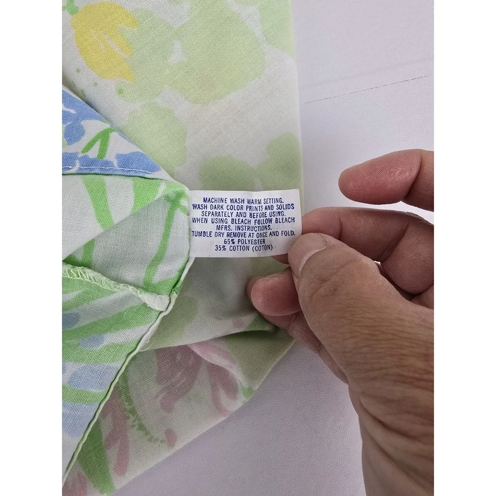 Lady Pepperell Pillowcases Standard Green Yellow Floral Vintage No Iron Made USA